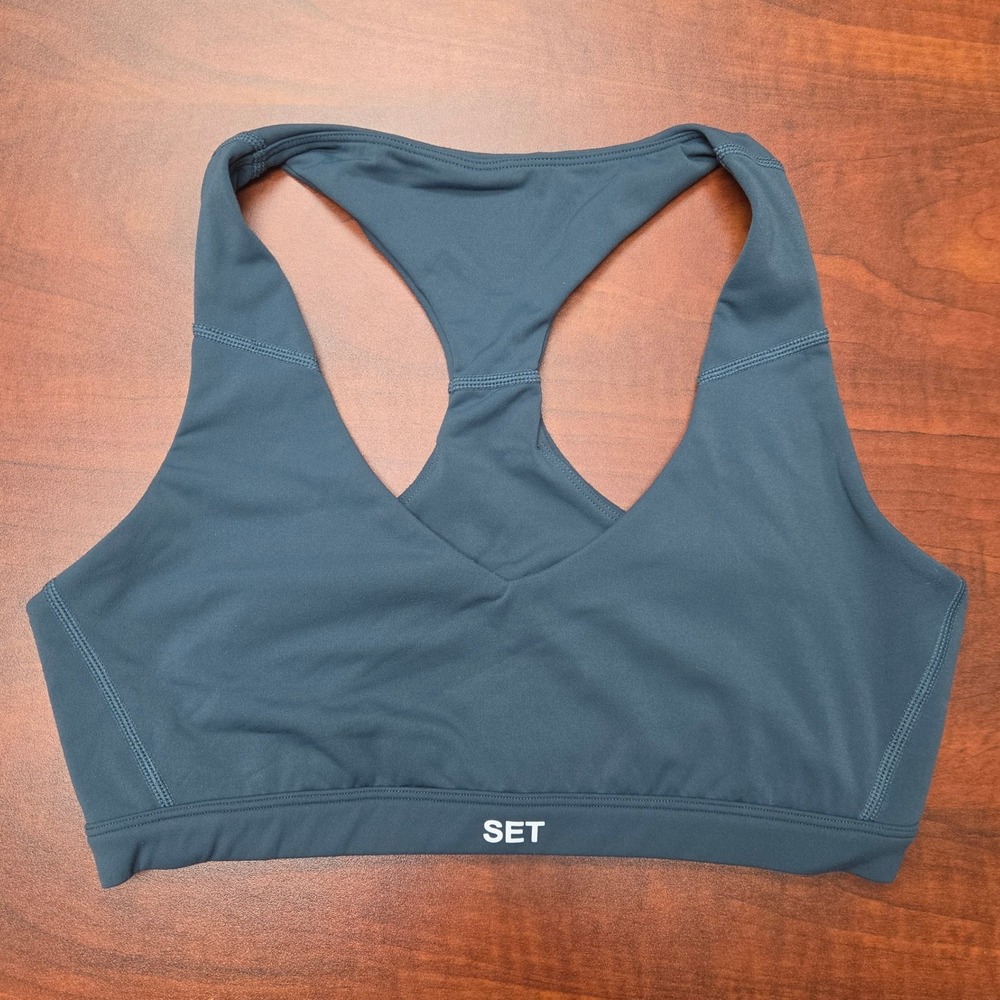 SET Active AirLuxe Sports Bra Womens M Blue Racerback Keyhole
